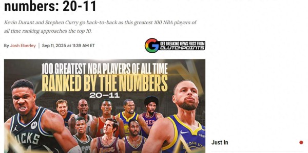 库里第13名！美媒公布NBA历史11-20巨星名单：现役3人入选KD第12